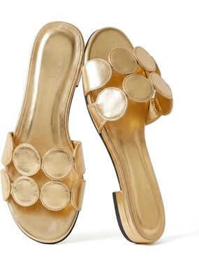 Gold Metallic Women’s Flat Slide Sandals- NWT size 9.5